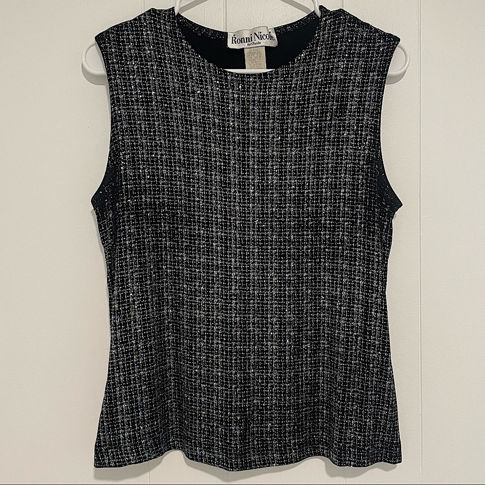 Ronni Nicole Black Sleeveless Glitter Spandex Tank